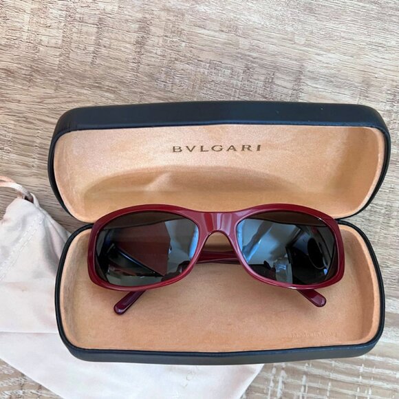 BVLGARI Burgundy Crystal Accent Sunglasses 8003-B 826 87 59 